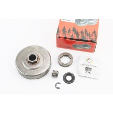 Тарелка сцепления + звезда 3/8-7 Husqvarna-365/371/372, JONSERED-CS2165/2171/2172 + подшипник + смазка + шайбы 