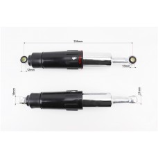 Амортизатор задний JH/CB/CG - 335мм*d60мм (втулка 12мм / втулка 10мм) закрытий регулир., черный к-кт 2шт