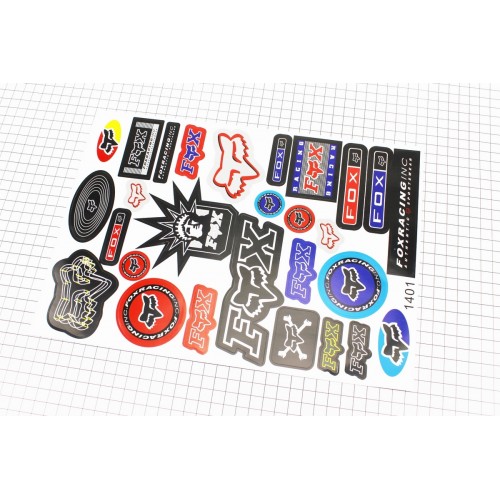 Наклейки набір 28шт "FOX" (білий фон), 1401 (32x23см)