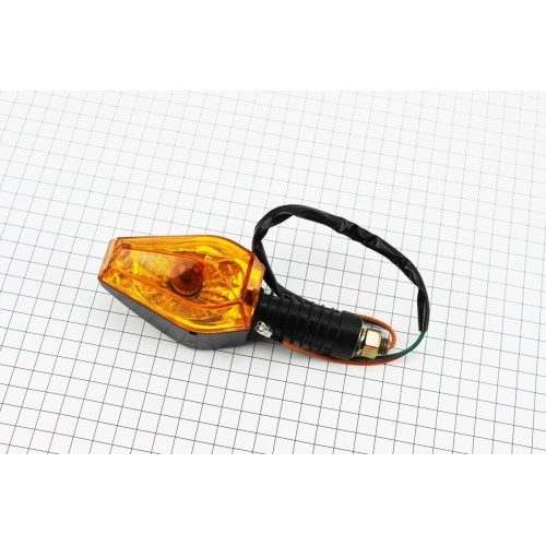 Поворот "Човник" чорний, довга ніжка, оранжеве скло